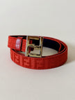 Cintura rossa in tessuto Jaquard con fibbia logo dorata “Fendi”