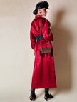 Kimono rosso bordeaux in tessuto Jacquard