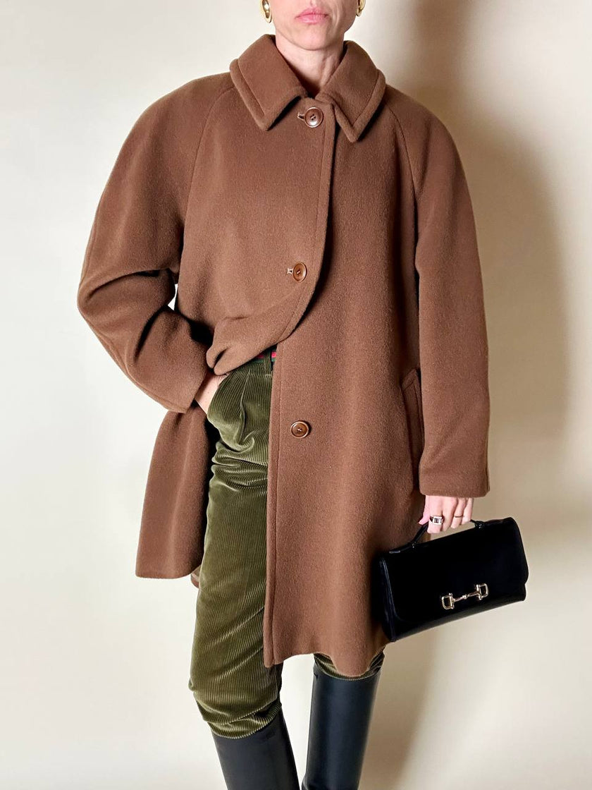 Cappottino in pregiata lana color cammello scuro Belinda Brown