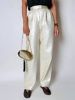Vintage cream sequin-embroidered palazzo pants