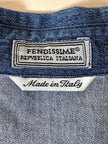 Camicia Fendissime in denim blu con bottoni  moneta da 10 lire
