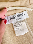 Cappotto lungo a vestaglia con cappuccio in drap di lana beige “Yves Saint Laurent”