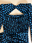 Abito in seta Ungaro Parallèle nero a pois celesti con fiocco laterale