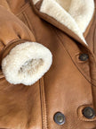Schearling doppiopetto in pelle color cuoio con vello naturale Shearling Original