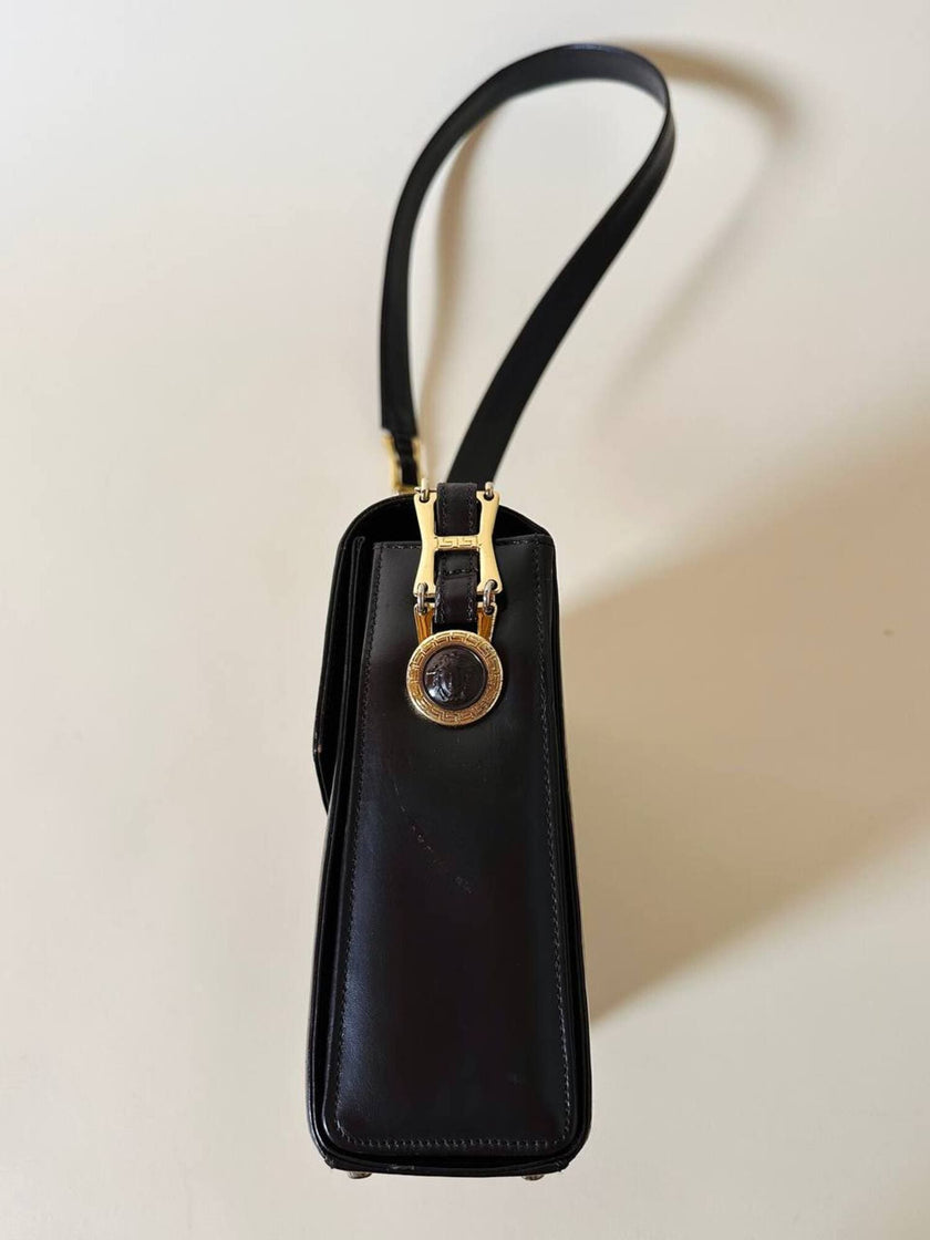 Borsa Gianni Versace vintage in pelle testa di moro con iconica Medusa