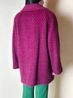 Capottino vintage spinato in tweed di lana e mohair magenta e prugna