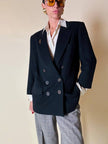 Blazer doppiopetto nero in pura lana “Yves Saint Laurent”