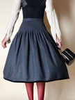 Gonna Fit and Flare Valentino Miss V in lana grigio antracite e velluto nero