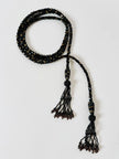 Cintura gioiello vintage in seta ricamata in paillettes con nappe gioiello