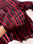Camicia vintage in tessuto dévoré a righe bordeaux e nero