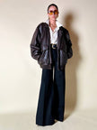 Bomber aviator oversize in pelle testa di moro
