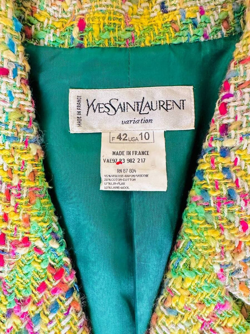 Blazer in tweed multicolor rosa “Yves Saint Laurent”