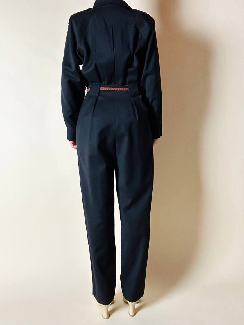 Jumpsuit vintage Yves Saint Laurent in lana nera