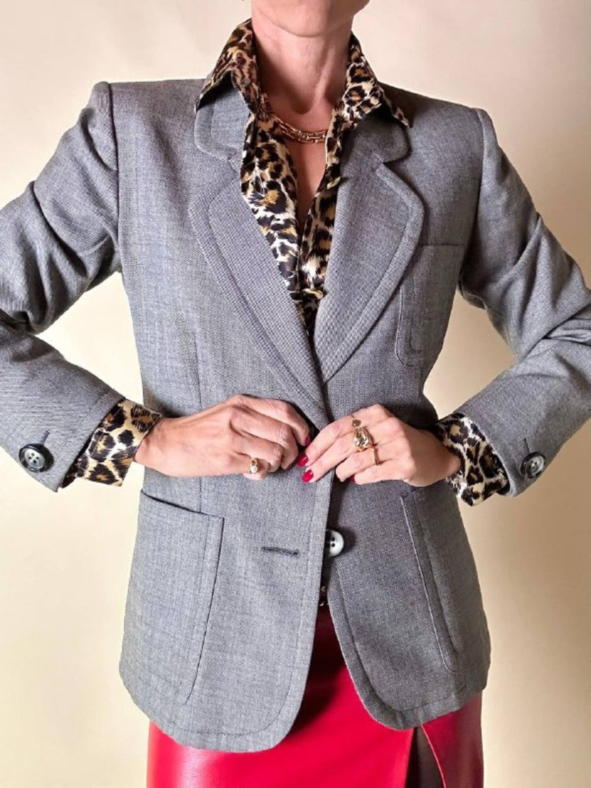 Giacca grigia con martingala “Yves Saint Laurent”