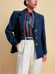 Blazer blu con bottoni in metallo oro Yves Saint Laurent