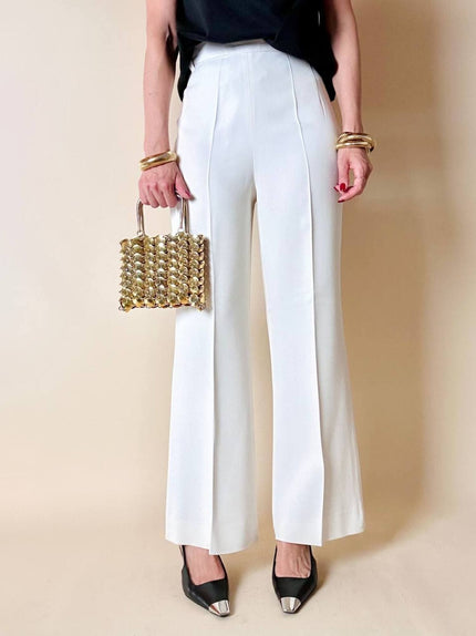 Pantalone bianco latte a vita alta con piega “Byblos”