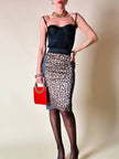 Longuette leopardata con riporti in tela grigia “D&G”