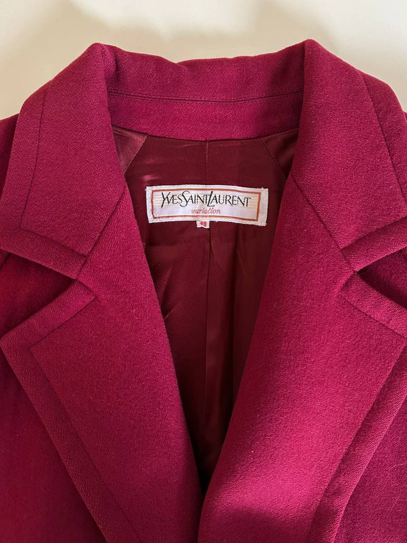 Giaccone Yves Saint Laurent in lana rosso Borgogna