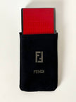 Porta sigarette-carte di credito-biglietti da visita vintage Fendi in metallo con motivo FF in smalto rosso