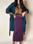 Cardigan Carven in lana verde con manica a tre quarti e cintura in vita