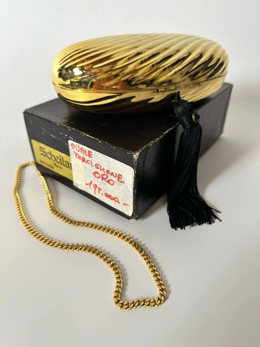 Vintage Schéilan Firenze jewel bag in twisted gold-tone metal with a couture tassel