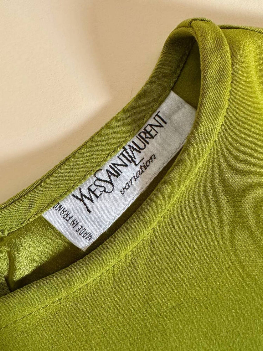 Blusa Yves Saint Laurent Variation in crêpe verde acido