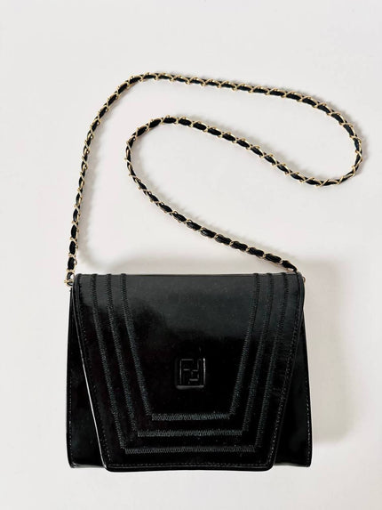 Borsa vintage Fendi con cuciture concentriche e tracolla in catena