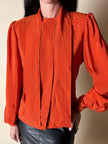 Camicia vintage Scherrer Boutique con nastro al collo in seta jacquard zucca