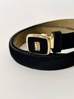 Cintura vintage Yves Saint Laurent in camoscio nero con fibbia logata