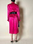 Abito longuette in raso di seta fucsia “Mulberry”