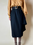 Gonna a portafoglio con dettaglio couture in lana nera “Yves Saint Laurent”