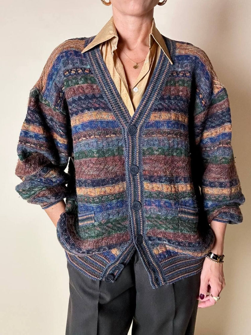 Cardigan Missoni Sport in lana operata a righe orizzontali