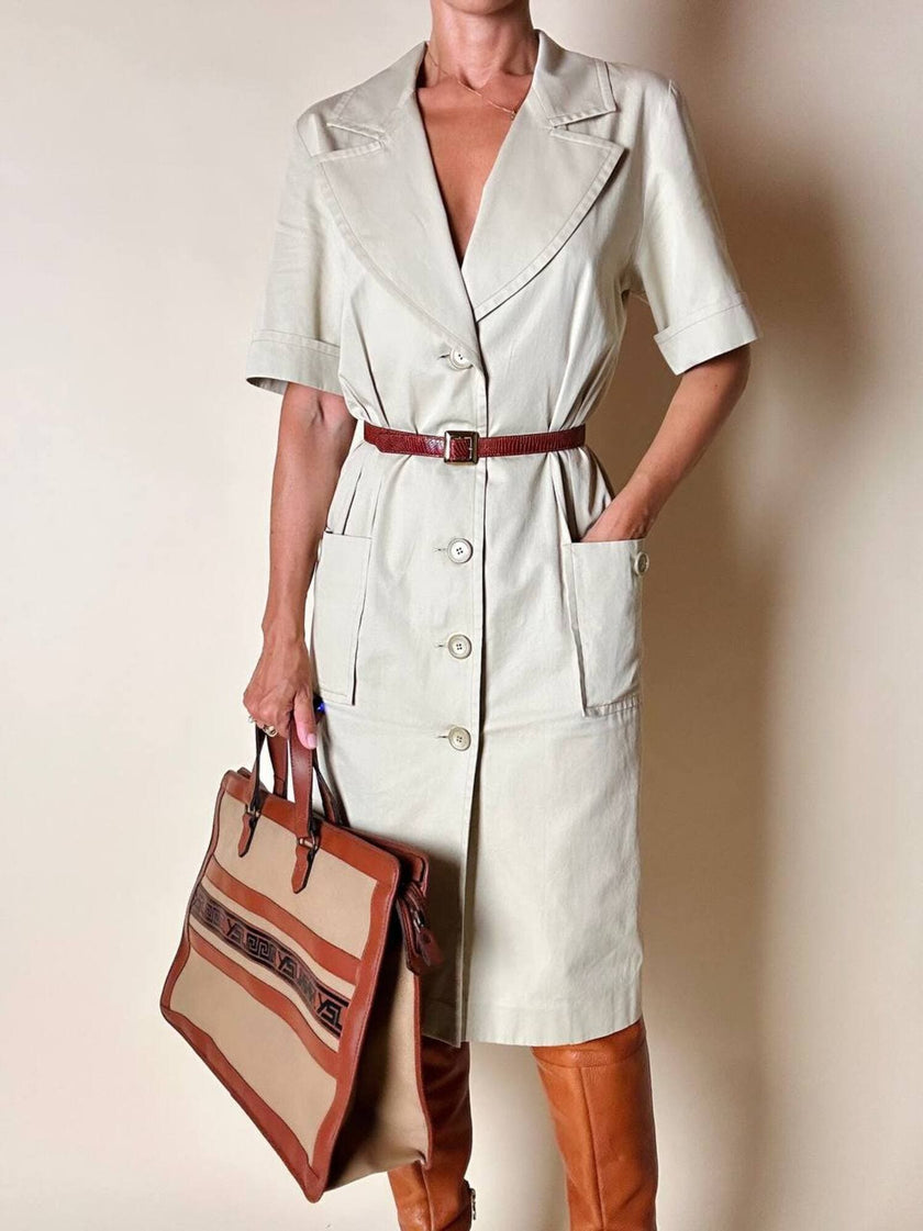 Chemisier Yves Saint Laurent in cotone beige