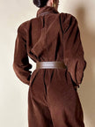 Cintura vintage Yves Saint Laurent in pelle marrone con maxi fibbia in resina
