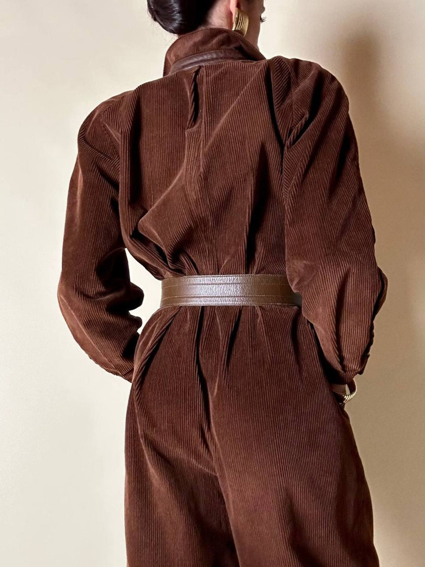 Cintura vintage Yves Saint Laurent in pelle marrone con maxi fibbia in resina