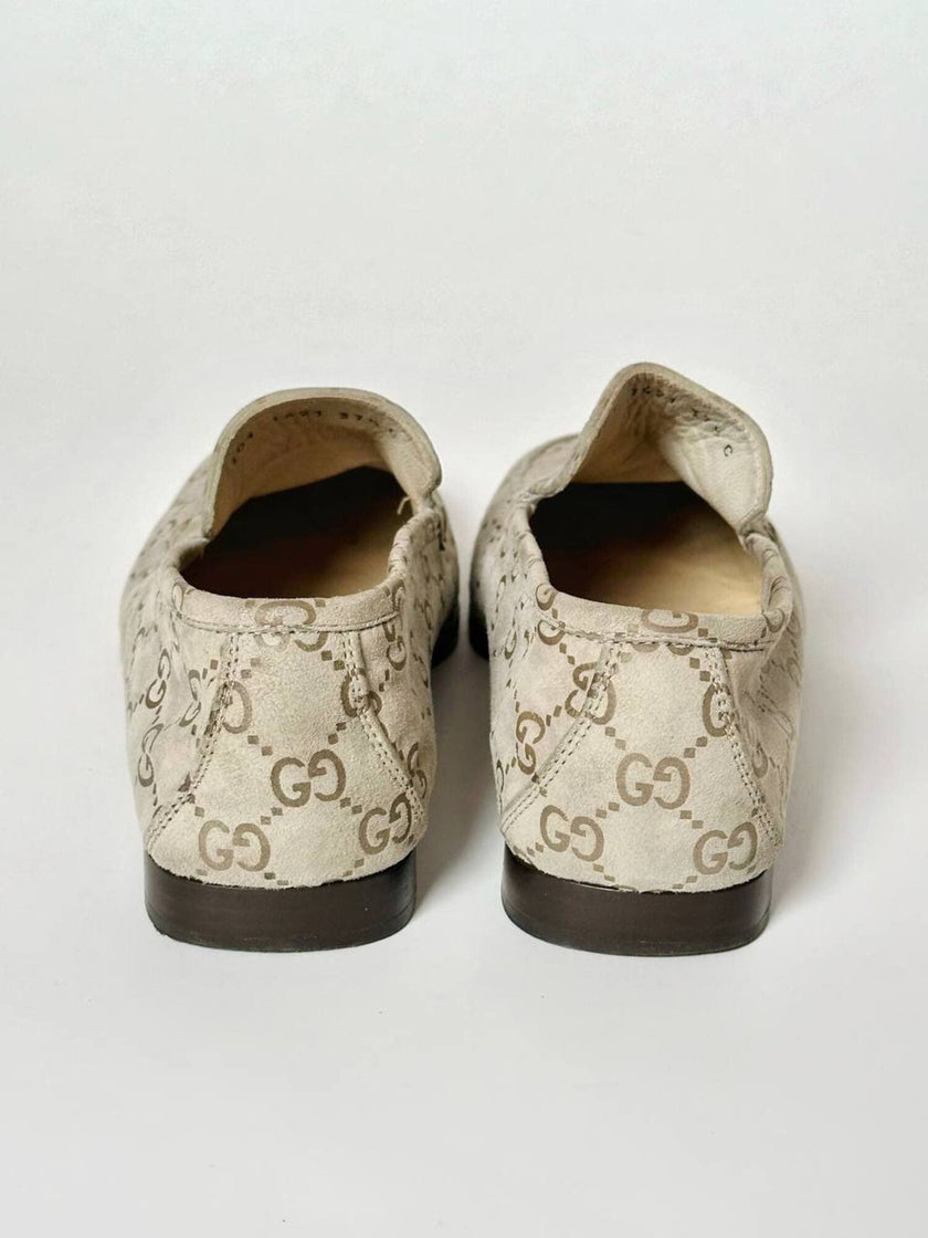 Mocassins Gucci vintage en daim avec motif monogramme GG