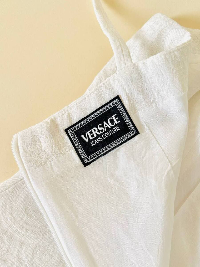 Mini dress in cotone Jacquard bianco “Versace Jeans Couture”