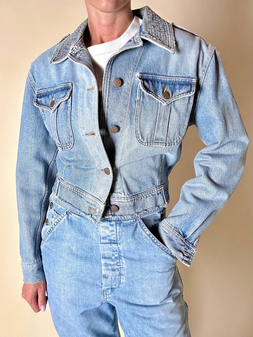 Giacca cropped Katharine Hamnett London in Denim chiaro slavato