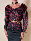 Camicia in organza nera fantasia rose rosse “Byblos”