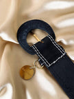 Cintura traforata in nabuk nero e bianco “Yves Saint Laurent”