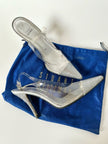 Slingback vintage a punta in plexi e strass argento Stuart Weitzman