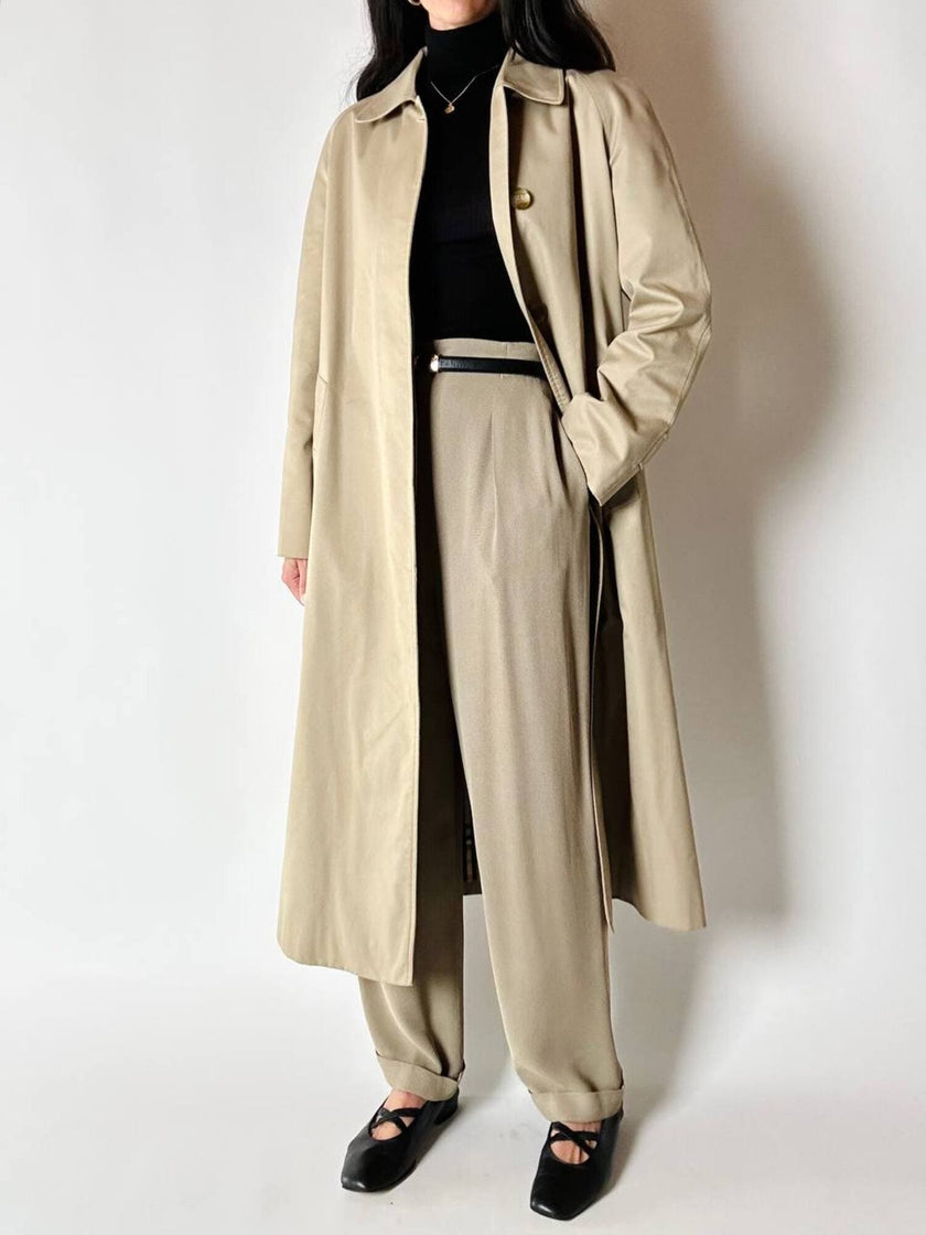Vintage high-waisted Emporio Armani trousers in khaki Fil-à-Fil fabric