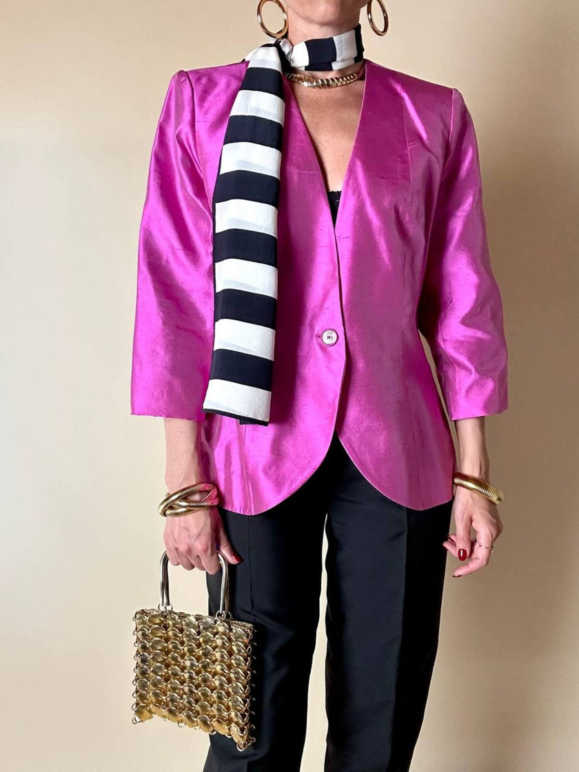 Blazer in shantung di seta ciclamino “Yves Saint Laurent”