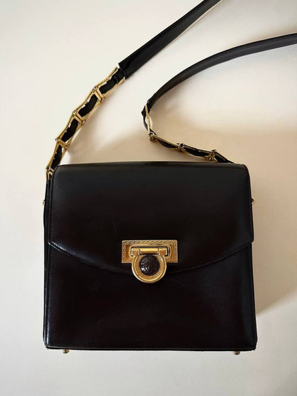 Borsa Gianni Versace vintage in pelle testa di moro con iconica Medusa