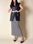 Gilet long en cuir noir « Doortwentyfive »