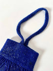 Borsetta gioiello vintage in perline di vetro bluette