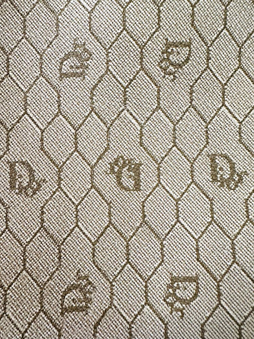 Borsa Christian Dior in tessuto jacquard logato beige con dettagli in pelle cuoio