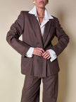 Tailleur giacca/pantalone in lana marrone chiaro “Prestige”