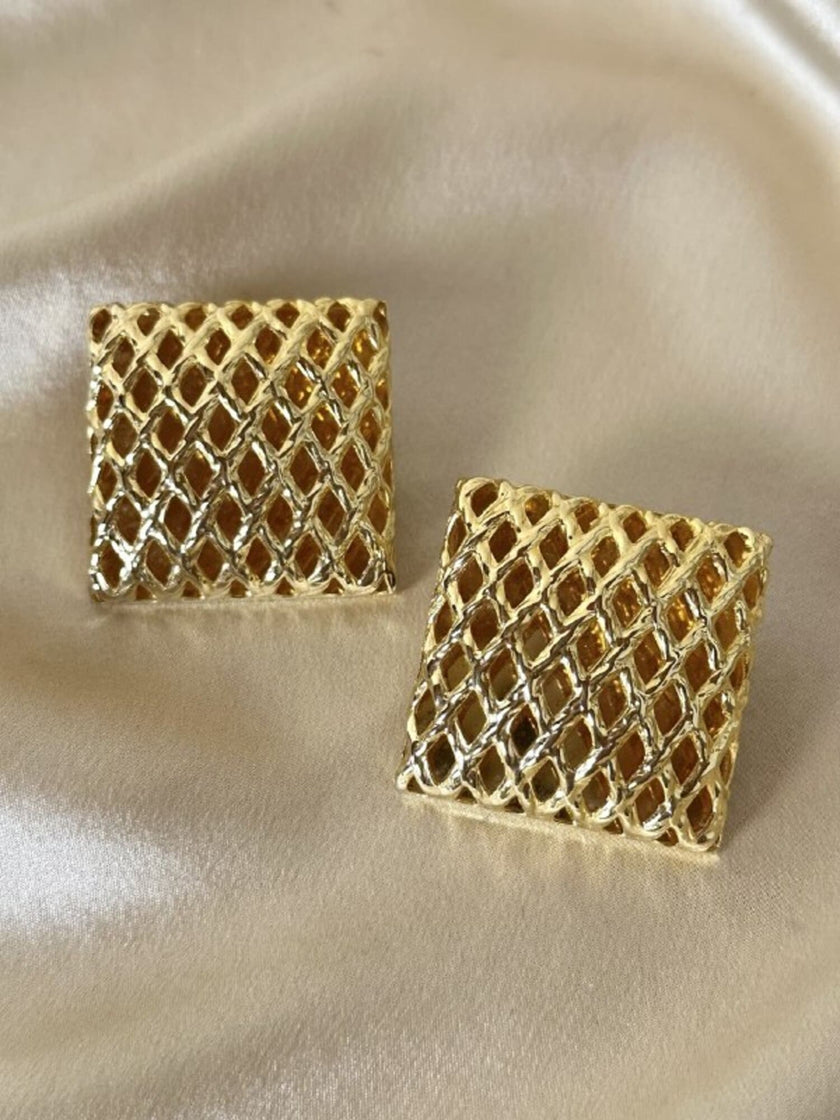 Maxi clip quadrate a gabbia oro “Kadria”