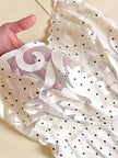 Slip dress in seta avorio a pois neri con corpetto lavorato “La Perla”